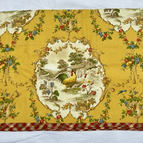 P. Kaufmann County Fair Chicken Rooster Toile Farm Pair Tailored Valances