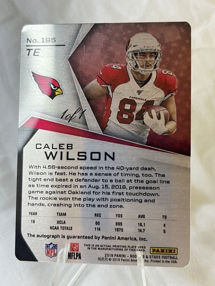 2019 Panini Rookies & Stars Caleb Wilson Rookie Auto SP #1/1 Printing ...
