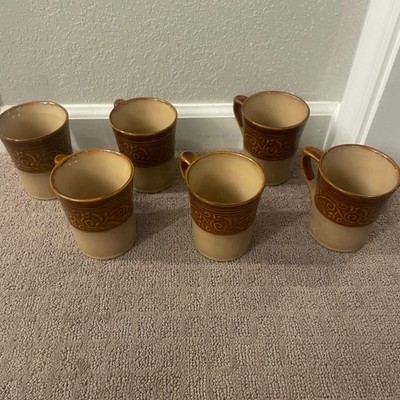 elite china brown/tan vintage coffee mugs drinkware set