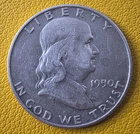 1950-D Benjamin Franklin Half Dollar 90% Silver Circulated US Coin