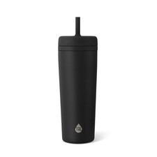Stainless Steel Tumbler Cup with Silicone Straw 24 oz Insulated Black Vacuum