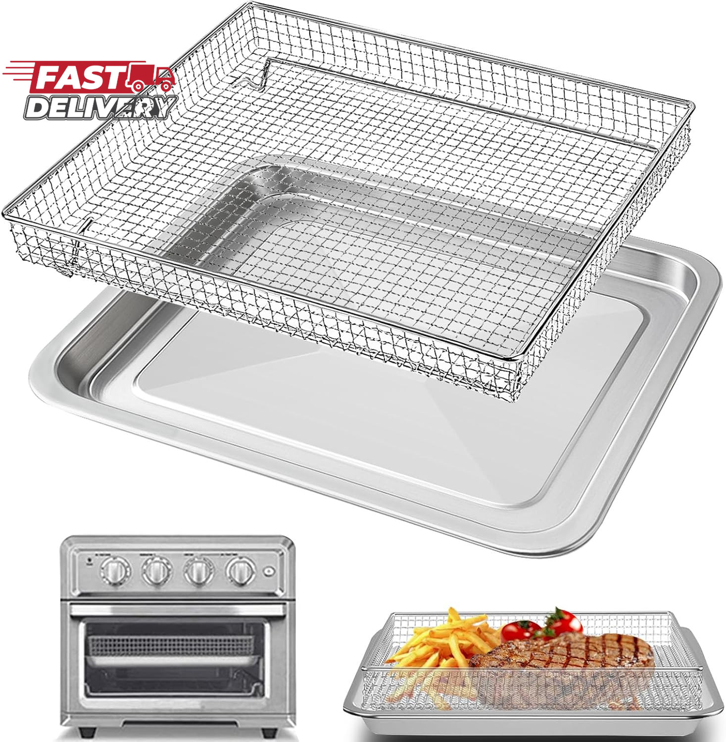 Air Fryer Basket Tray Replacement for Cuisinart TOA-60 TOA-65 TOA-70 Toaster Air