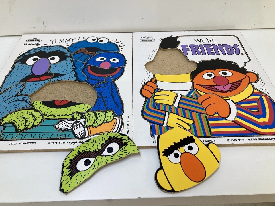 2 Wooden 1976 Vintage Playskool Sesame Street Puzzles . 9.5”x11.5” - Image 4 of 4