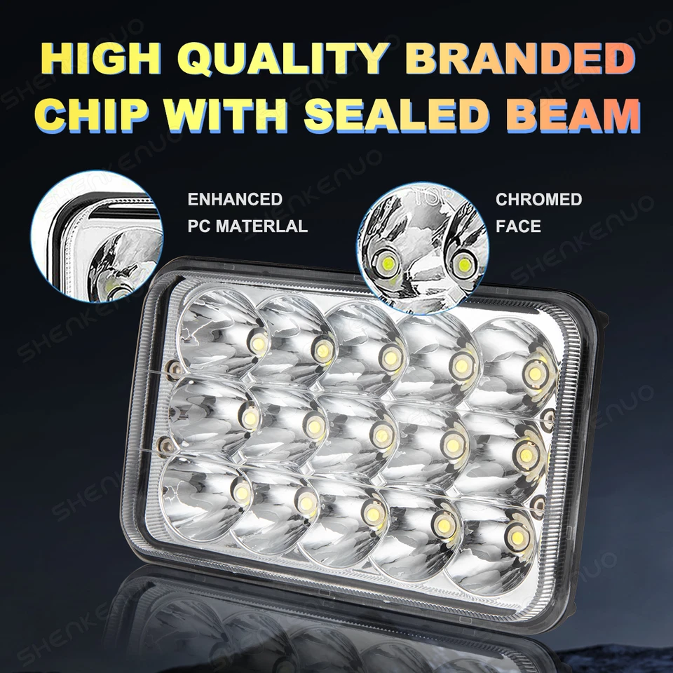 Faros LED de haz alto bajo blanco para Chevrolet R10 R20 R30 1987 1988 - 4x 4x6" Foto 3 de 4