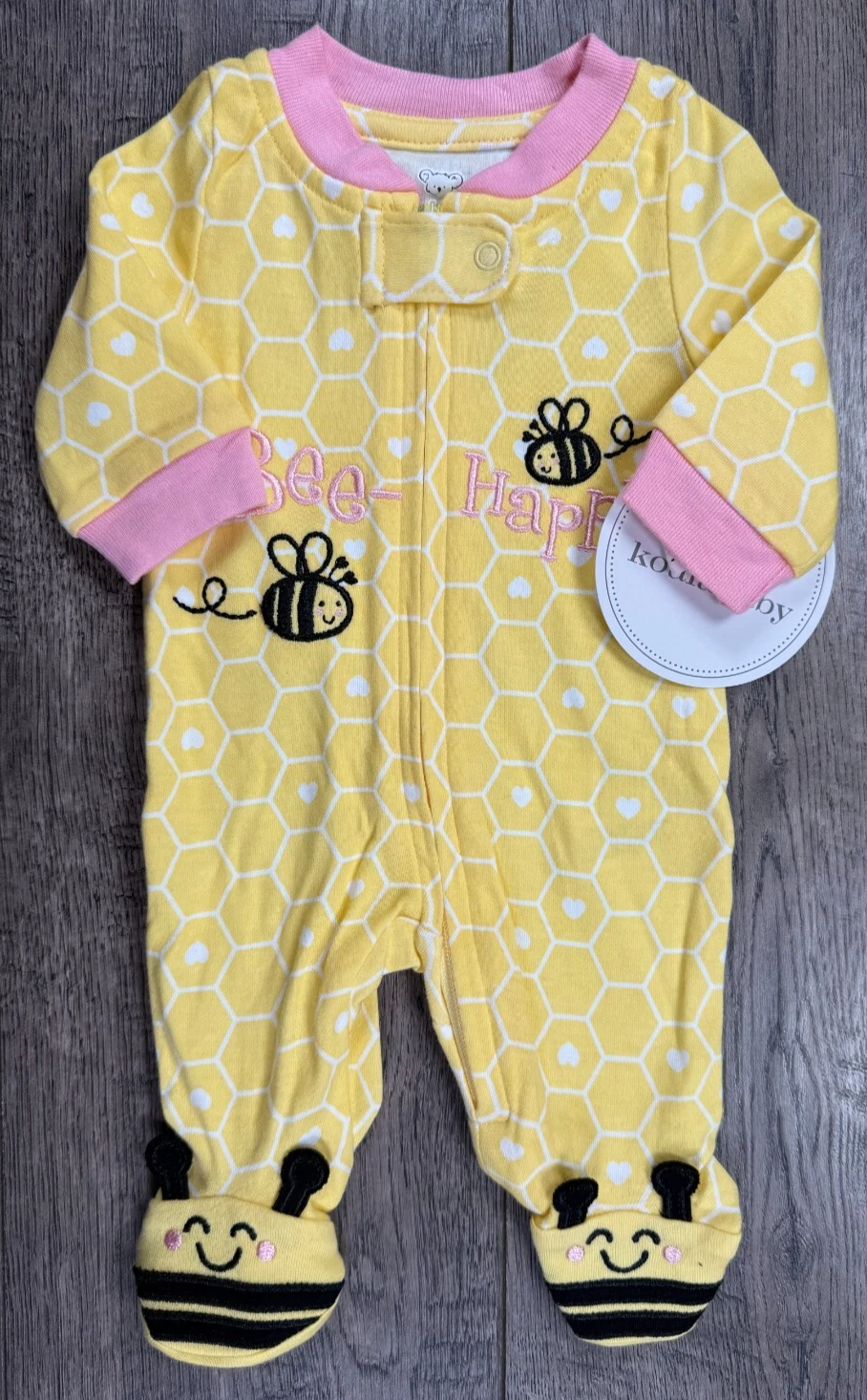 Baby Girl Clothes New Koala Baby Preemie Bee-Happy Footed Outfit