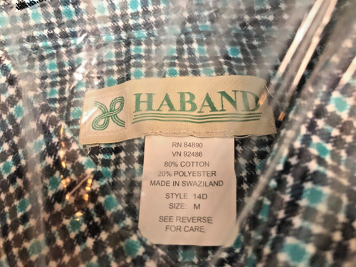 NEW Vtg 1970's Haband Rockabilly LS Med Shirt Turquoise Plaid Pearl Snap Western - Picture 2 of 6