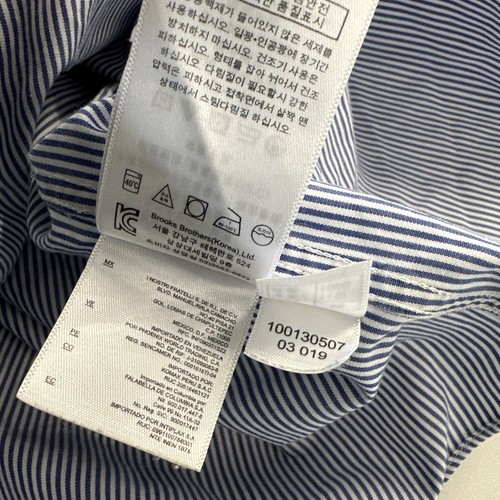 Brooks Brothers 1818 Milano Blue/White stripe mens shirt (Wear on collar) 16-4/5 - Picture 14 of 16
