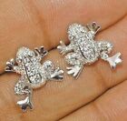 Ladies Frog Stud Earrings 0.50 Ct Round Moissanite 14K White Gold Plated