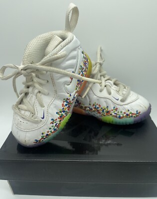 Nike Little Posite Fruity Pebbles Shoe Toddler 5C White Colorful
