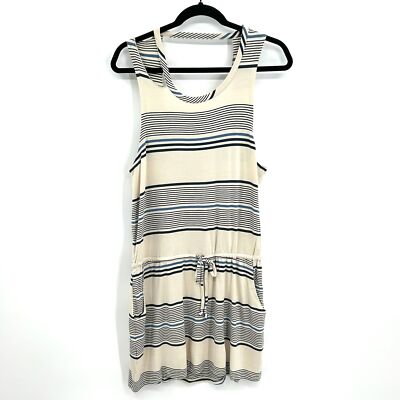 NWT CHASER Cream Blue Striped Cool Jersey Deconstructed Nautical Dress  Medium | eBay