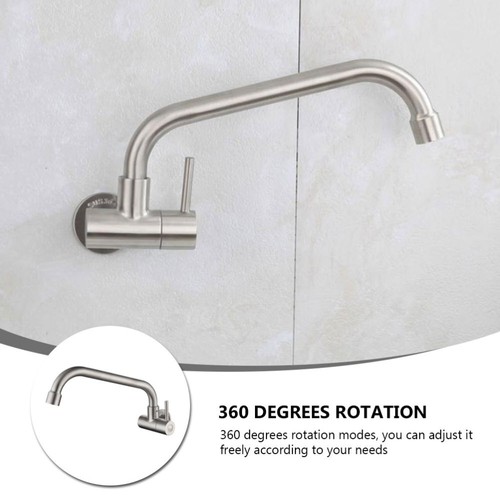 Single Cold Faucet Stainless Steel Replacement Spigot Kitchen Taps Rotatable - 第 2/12 張圖片