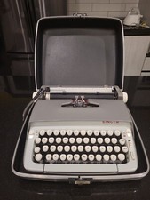 Vintage Singer Portable Manual Typewriter Slipcover w/Case 2 Tone Grey NICE thumbnail