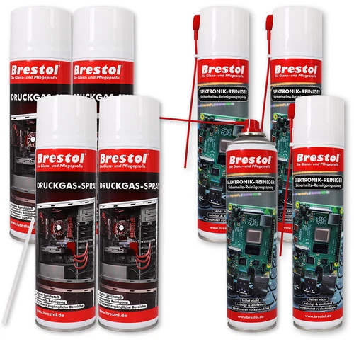 KONTAKTREINIGER 4x 400 ml + DRUCKLUFTSPRAY 4x 500 ml SET Platinenreiniger
