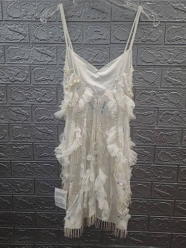 New ASOS Luxe Butterfly Embellished White Mini Dress Size 2 - 第 3/7 張圖片