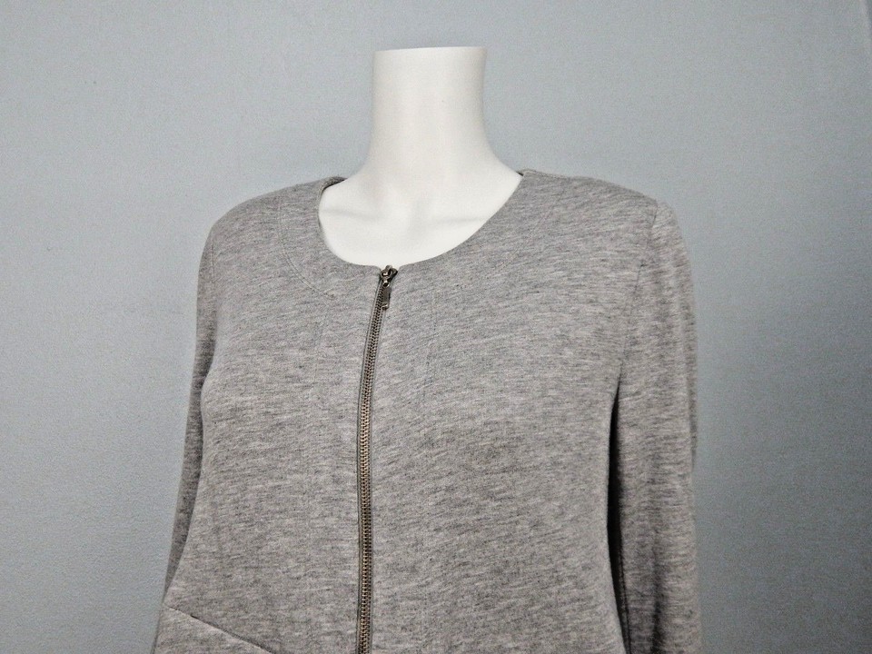 Earl Rutenberg Gray Rayon Cotton Zipper Long Sleeve 2 Zipper Pocket Sz ...