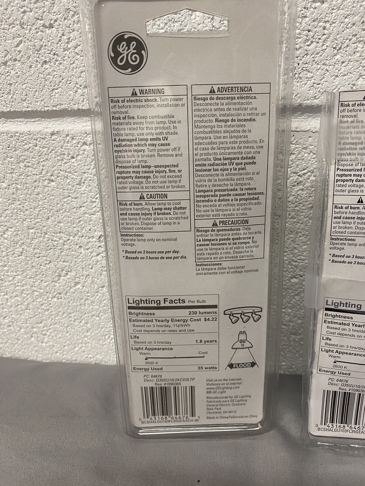 (5) GE Floodlight Bulbs 35-watt 230 Lumen with GU10 Base