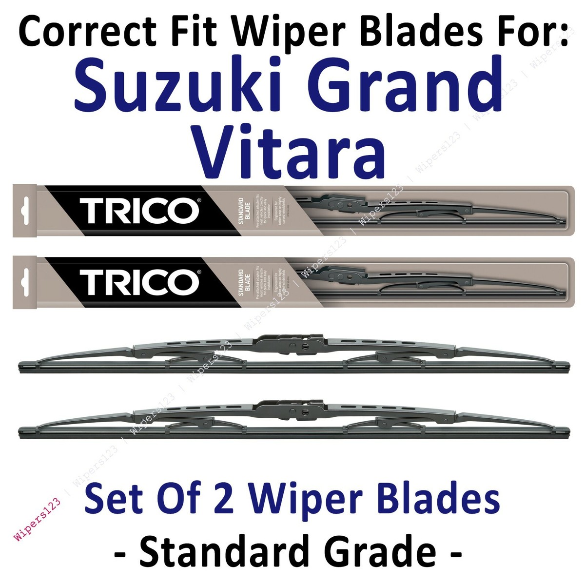 Wiper Blades 2-Pack Standard Wipers - fit 1999-2013 Suzuki