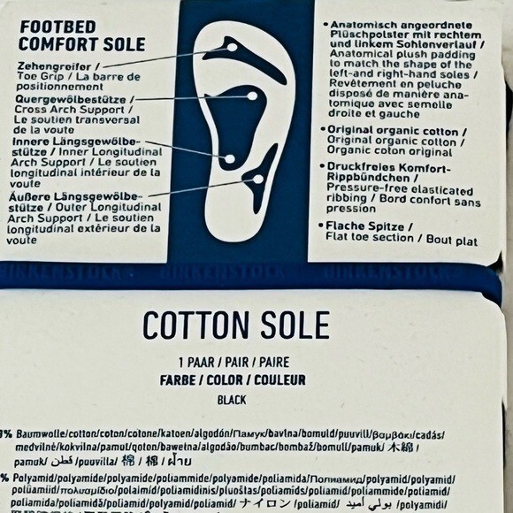 SAOLA BIRKENSTOCK Calzini uomo plantare suola comoda nero taglia M9 M11 NUOVI