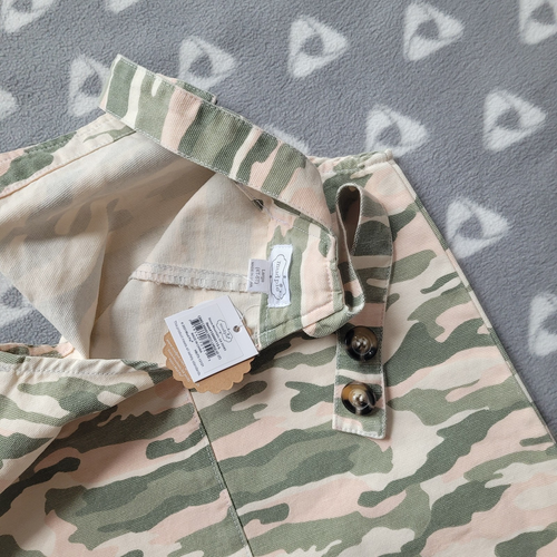 NWT 2pc Mud Pie Girl 4T/5T Camo Canvas Ruffle Jacket And Dress Pocket Button - Picture 12 of 14