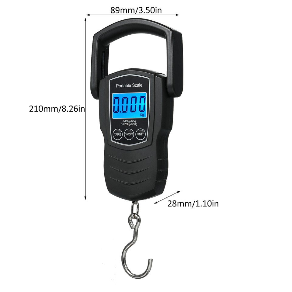 75Kg/165Lb Digital Luggage Scale for Travel Fishing Scale with 1.5M