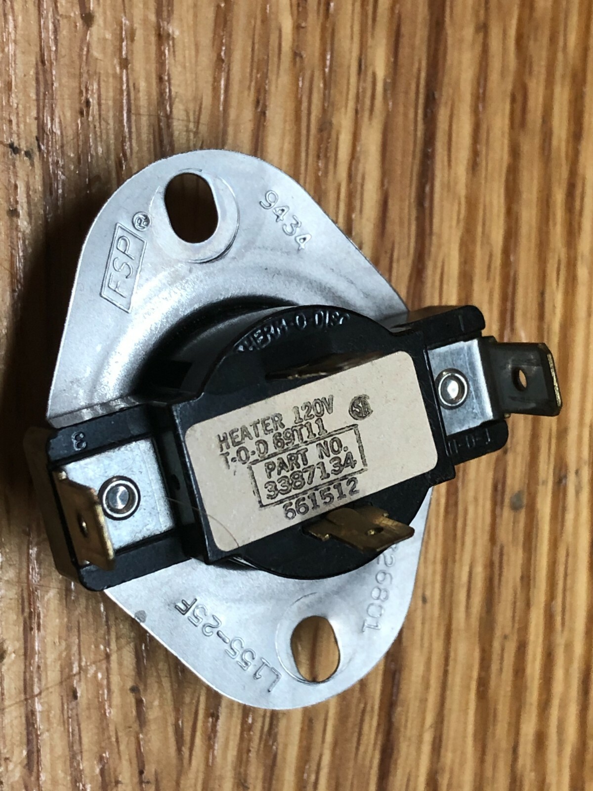 Whirlpool Dryer Cycling Thermostat WP3387134 326801 661512 Maytag