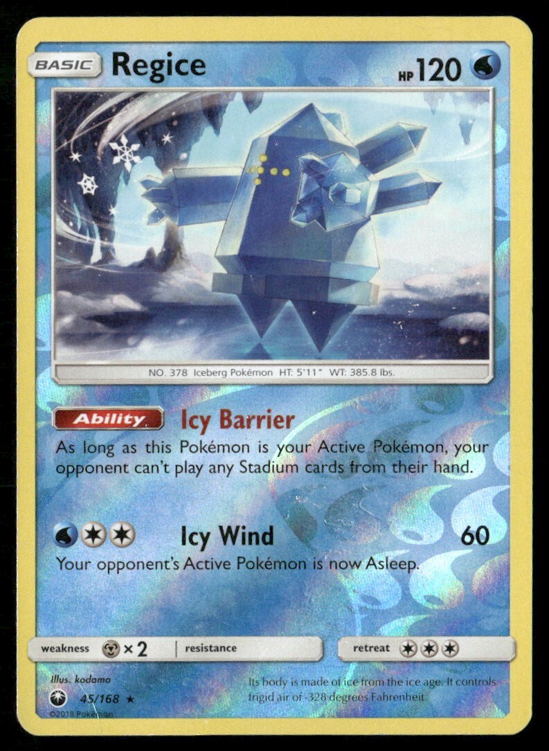 2018 Celestial Storm Set Pokemon Card 045  Regice Reverse Foil LP
