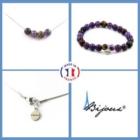 Steine Und MinéRaux. Satz Armband Halskette Perlen Tigerauge Mehrfarbig
