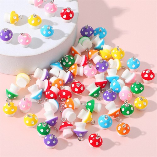 12pcs 3D Mushroom Resin Charms Cute Mushrooms Charm Pendants Jewelry Making Acce - Picture 4 of 19