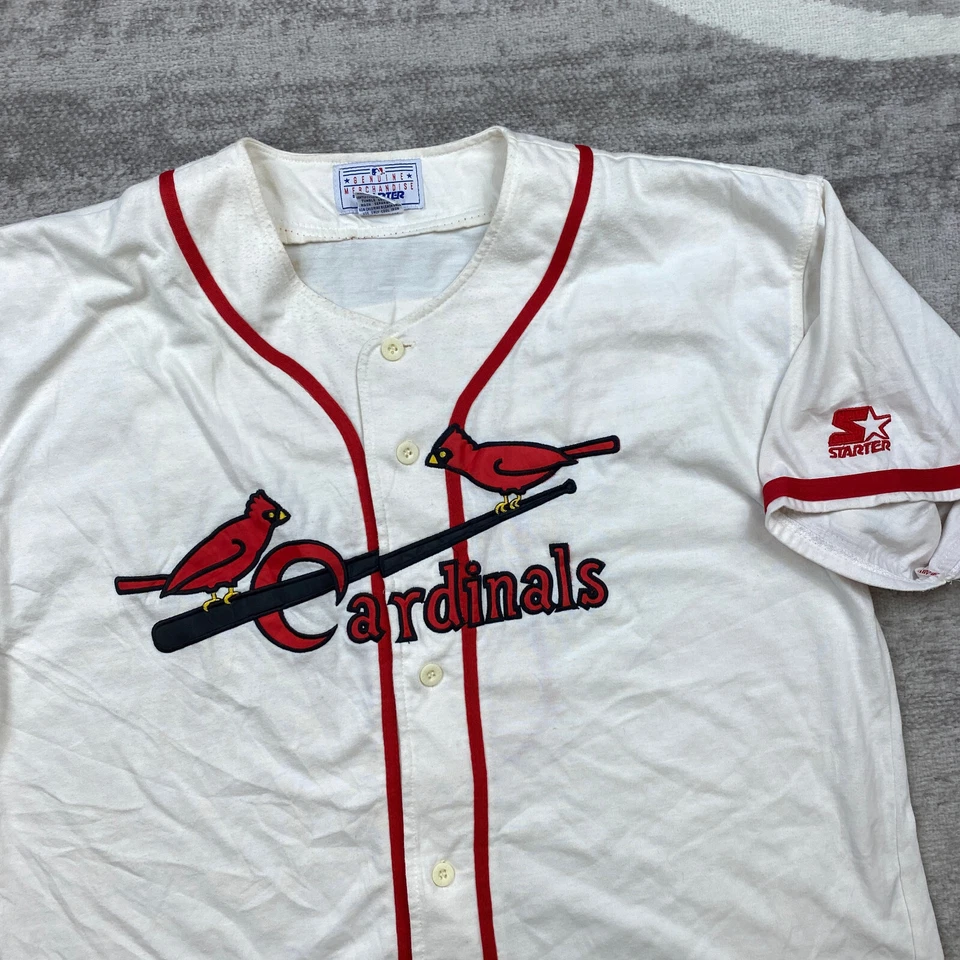 Camiseta deportiva vintage Starter St. Louis Cardinals Stan Musial extra grande blanca roja años 90 Foto 3 de 4