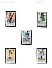 FRANCOBOLLI ALDERNEY 1985 UNIFORMI MILITARI INGLESI SERIE COMPLETA MNH