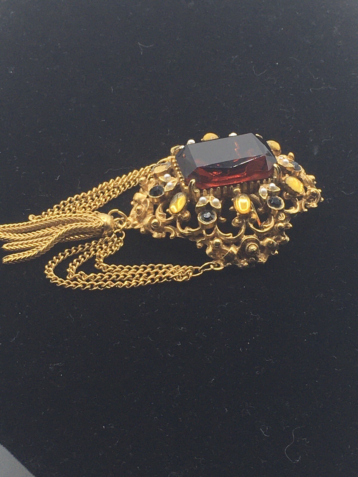 Vtg Florenza Large Brown Rectangular Rhinestone G… - image 12