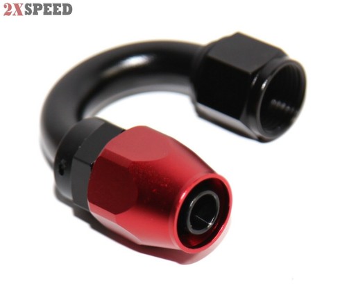AN-8 180° Ultraflow Swivel Seal Hose Fitting In Black - AN8 JIC Fuel Line Connector