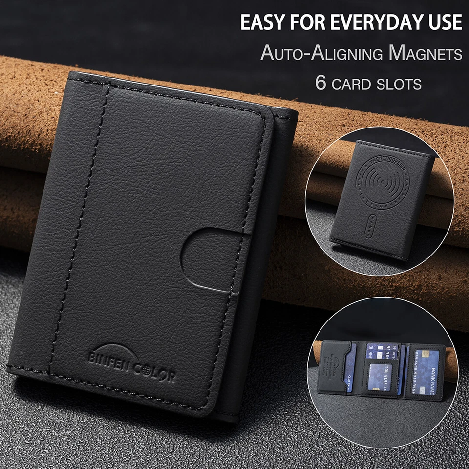 Estuche universal con soporte para tarjetas de bolsillo y billetera con extracción magnética para teléfono celular Foto 3 de 4