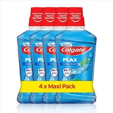 Image of Colgate Plax Cool Mint Mouthwash, 4 x 500ml (24/7 Plaque Protection)