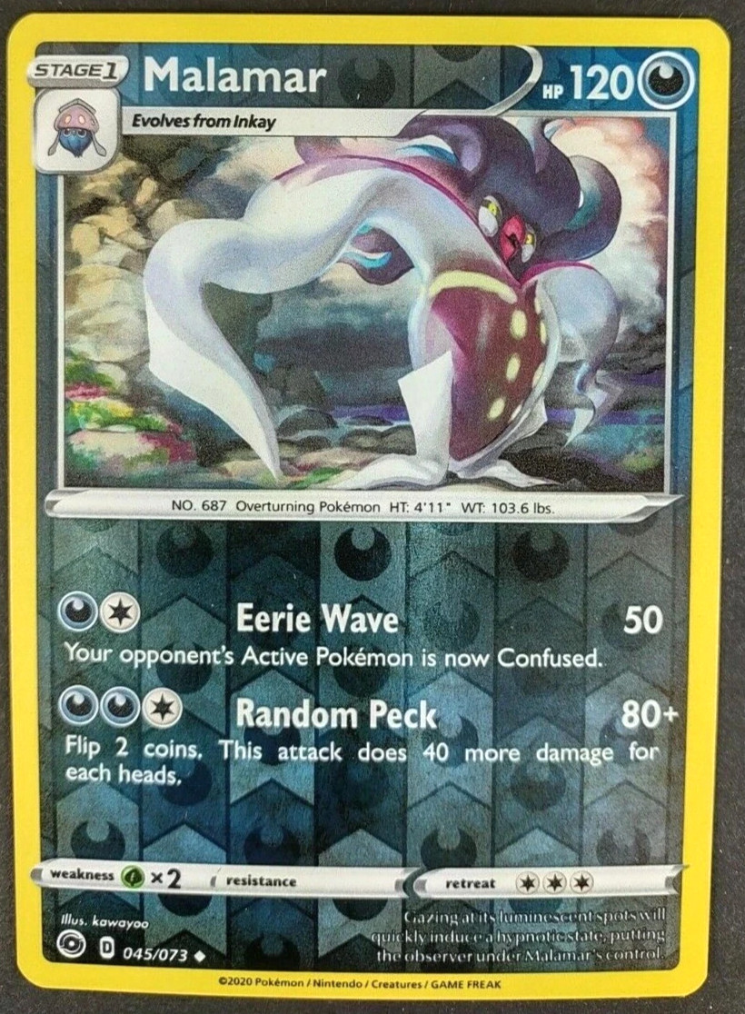 Malamar Reverse Holo Pokemon TCG Card 045/073