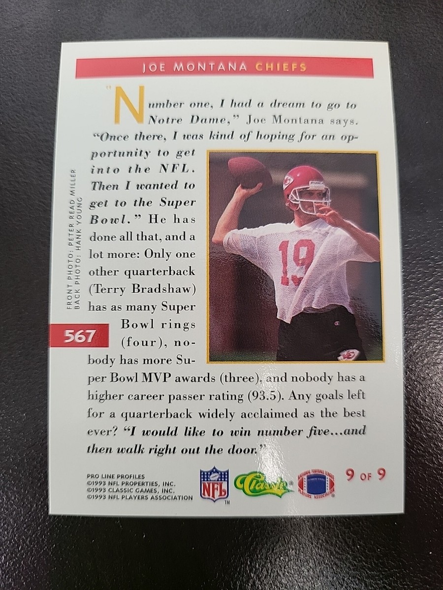 1993 Pro Line Portraits Joe Montana card #567 | eBay