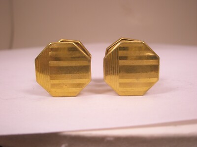 Octagon Gold Tone Vintage Snap Style Victor/Edwardian Cuff Links kumapart