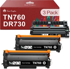 Toner Kingdom Compatible TN760 Toner Cartridge and DR730 Drum for Brother TN760 