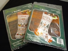 Lot Of 2 Vintage Gallery Stitches Christmas Stocking Bucilla #32462 #32460 /84