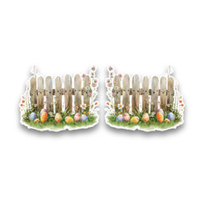 2x Small Garden Fence Easter Watercolour Vinyl Sticker Decals Car Window 60x50mm