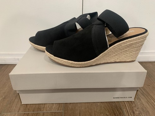 Kenneth Cole schwarz Reaction Carrie Sandale Freizeit formell Keilabsatz Espadrille 9,5 - Bild 2 von 6