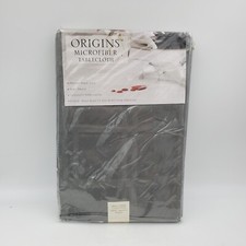 Origins Tablecloth 60" X 102" Gray Oval Spill Proof Microfiber New