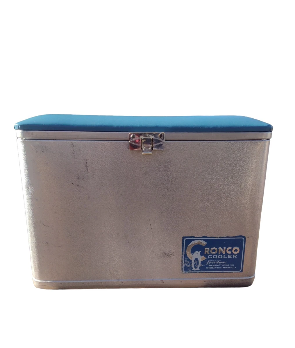 VINTAGE MID CENTURY CRONSTROMS CRONCO ALUMINUM COOLER PADDED LID