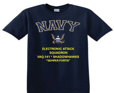 VAQ-141  SHADOWHAWKS SQUADRON *EAGLE SHIRT. NAVY OFFICIALLY LICENSED