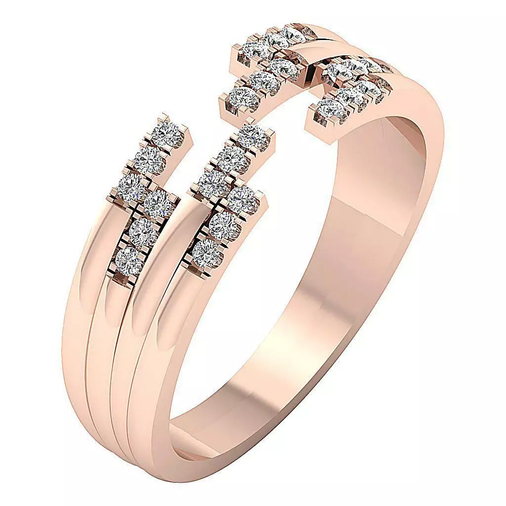 14k Rose Gold Designer Ring SI1 G 0.30 Ct Round Cut Diamond RS 4