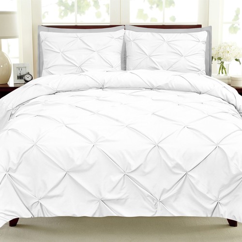 9 Piece Pinch Pleat Pintuck White Comforter Bed-in-a-Bag Set with Sheets - Picture 14 of 18