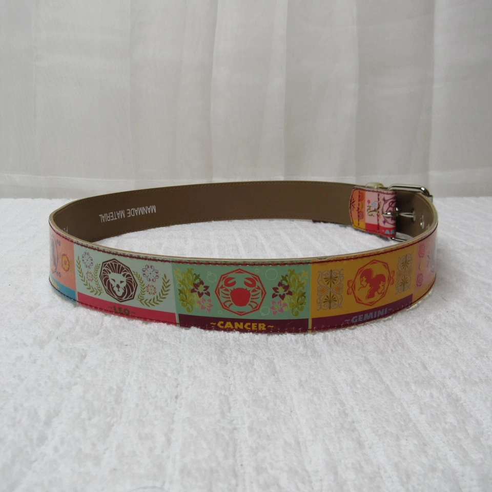 Cinto pequeno feminino signos do zodíaco fivela de prata leão escorpião plástico colorido boho - Imagem 4 de 4