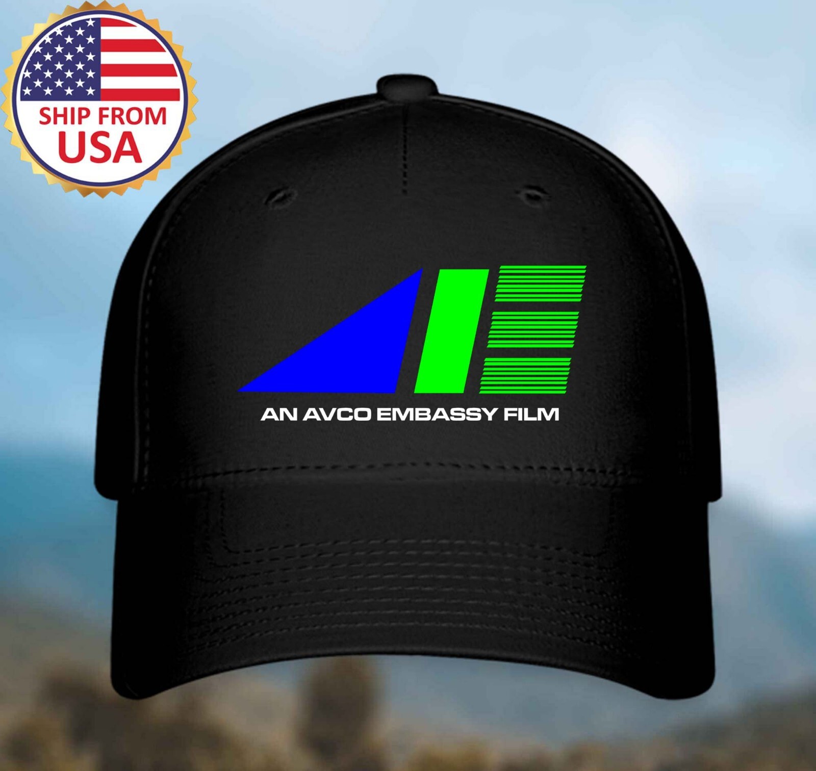 AVCO Embassy Film Pictures Black Hat Baseball Cap Size S/M and L/XL