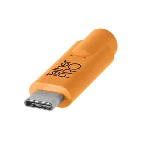 TetherPro 4.6m USB 3.0 to 3.0 Micro-B Right Angle Cable (High-Visibility Orange) - Image 2 of 4