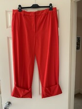 Zara Women Red Cropped Trousers Pants Turn Up Hem, Size L, Used